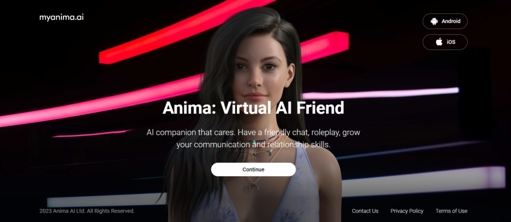 MyAnima AI Girlfriend Website