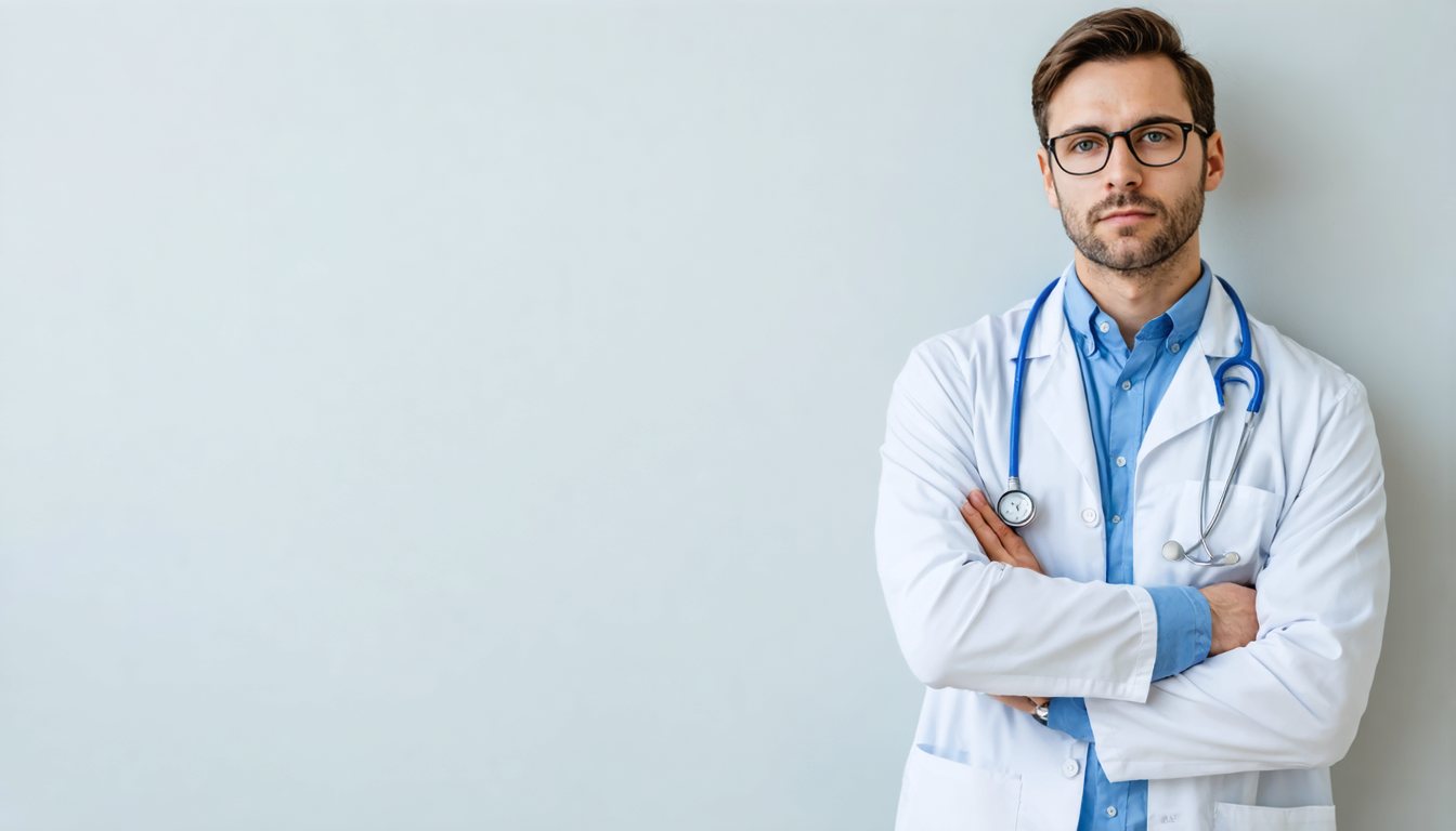 Middle-aged man consulting a doctor about erectile dysfunction treatment options in a clinical setting